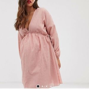 V Front and Back mini smock maternity dress